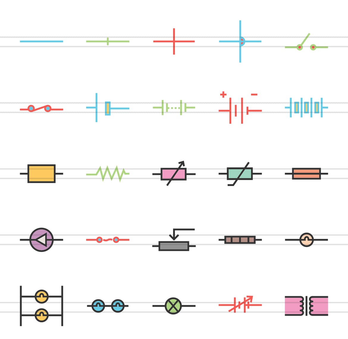 50枚电路线路板主题线性填充16设计素材网精选图标 50 Electric Circuits Line Filled Icons插图(1)