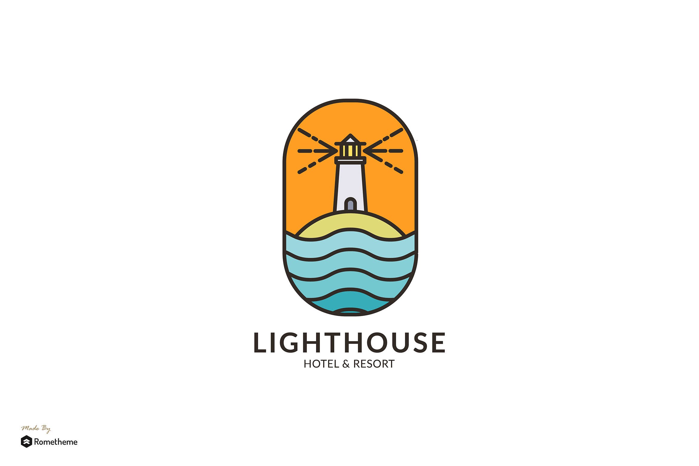 灯塔酒店/度假村商标&品牌Logo设计非凡图库精选模板 Lighthouse Hotel & Resort – Logo Template RB插图