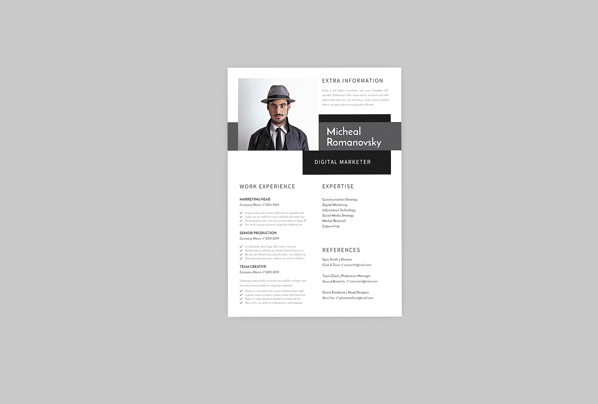 数字营销经理16设计网精选简历模板 Micheal DIgital Resume Designer插图(3)
