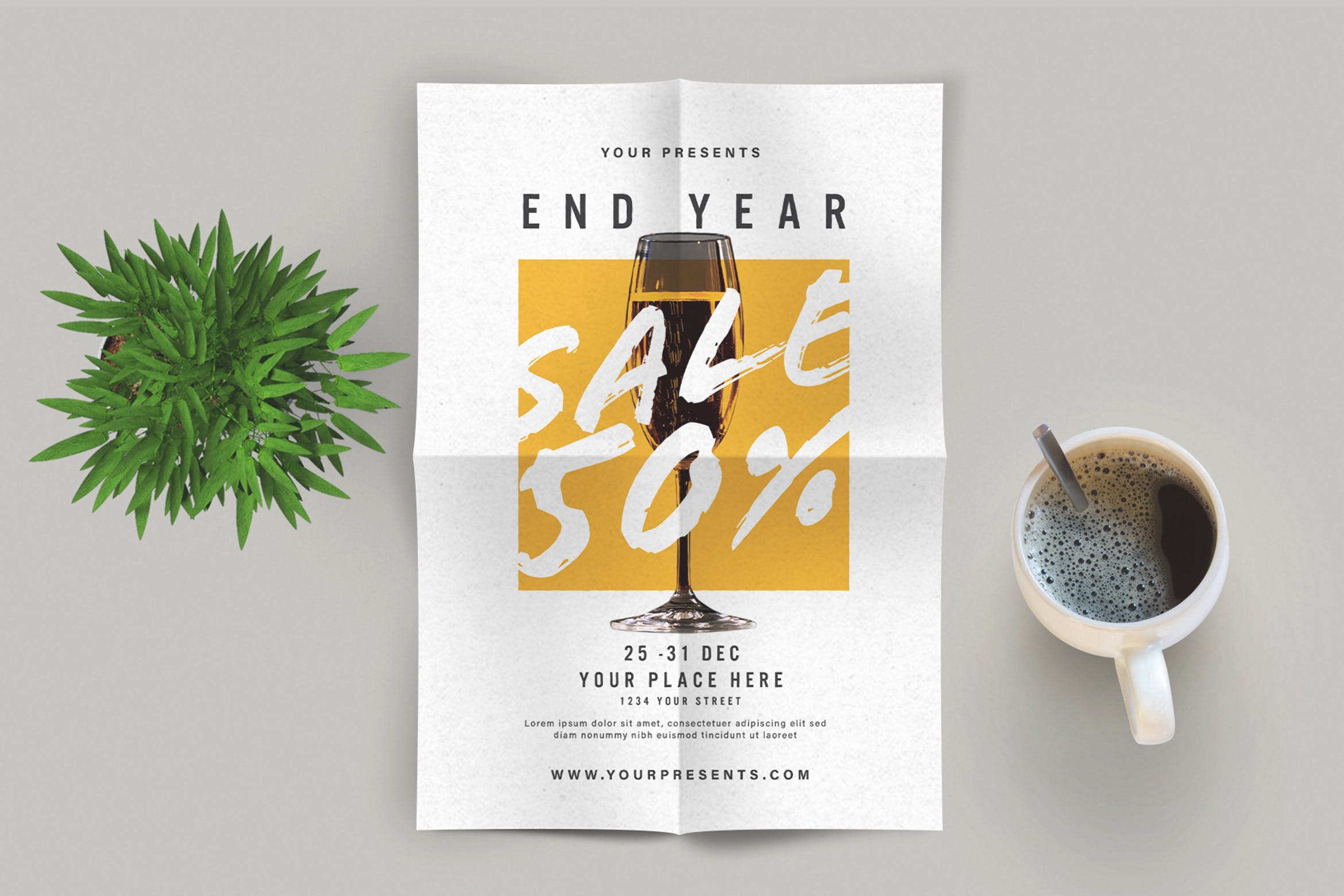 年终＆新年礼物促销广告海报传单素材中国精选PSD模板 New Year Sale Flyer插图