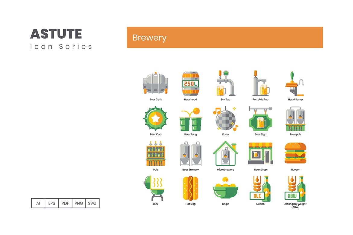 Astute系列-70枚啤酒主题矢量非凡图库精选图标 Brewery Icons – Astute Series插图(2)