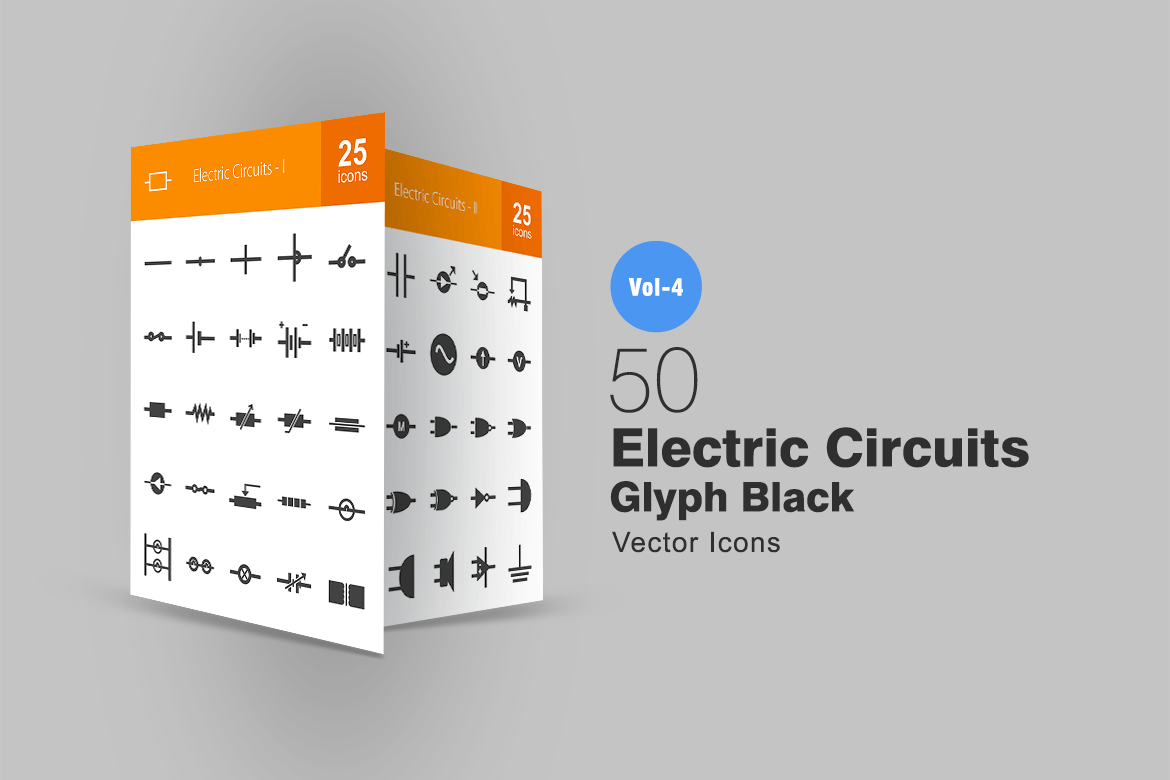50枚电路线路板主题黑色字体16设计素材网精选图标 50 Electric Circuits Glyph Icons插图