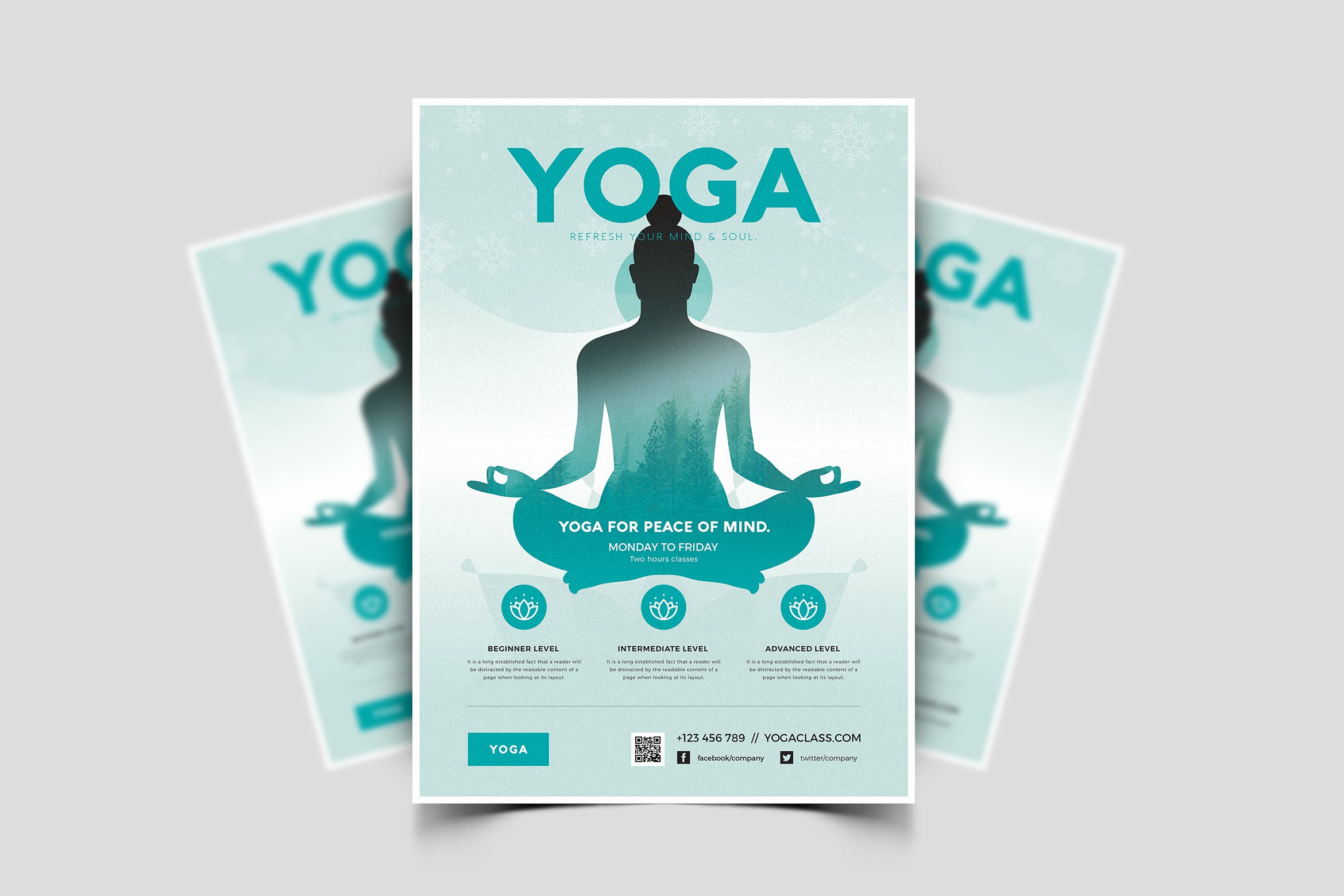 瑜伽培训师资格证宣传单海报PSD素材素材库精选模板v4 Yoga Flyer 04插图
