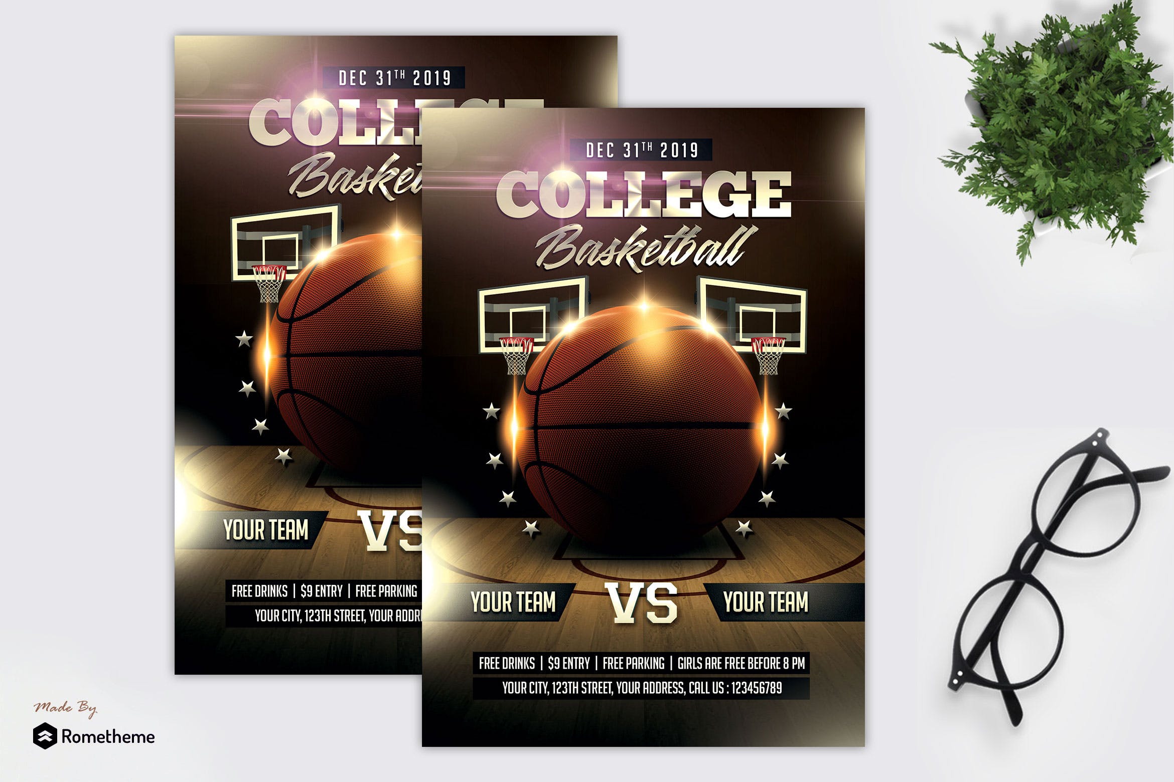 篮球比赛活动宣传单设计模板 BasketBall – Match Flyer MR插图