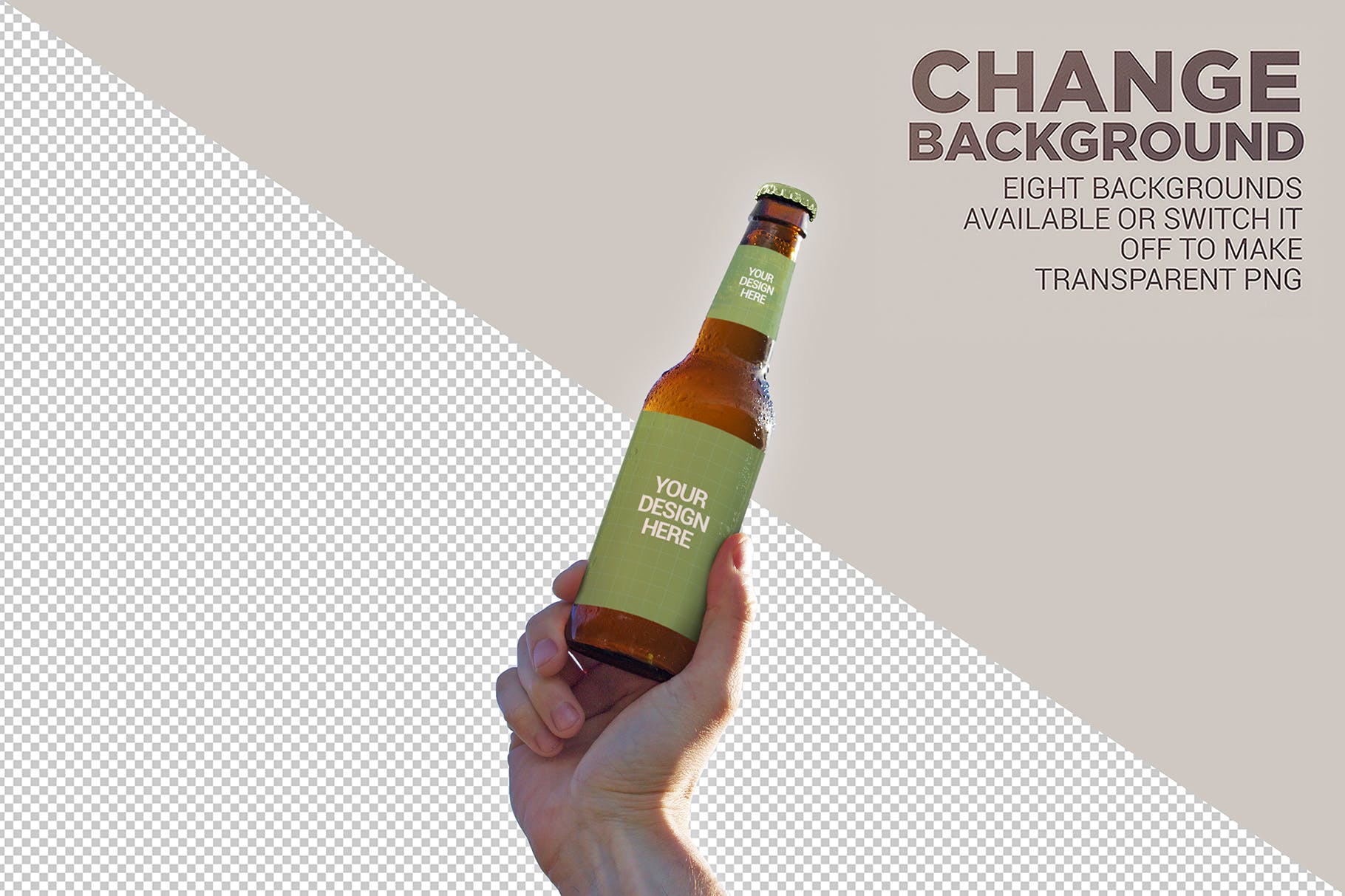天空背景啤酒瓶外观设计图普贤居精选 Sky Backgrounds Beer Mockup插图(4)