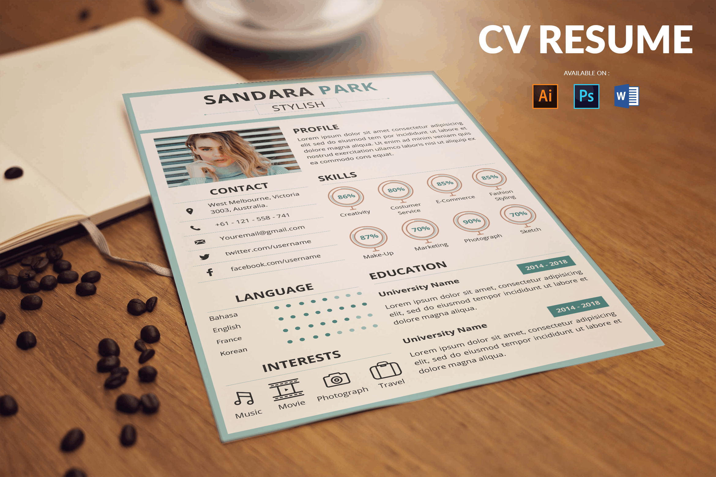 简约干净设计风格普通职员应聘简历模板 CV Resume Simple And Clean插图
