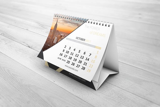 桌面立式翻页日历设计图样机16图库精选模板 Desk Calendar Mock-Up插图(1)