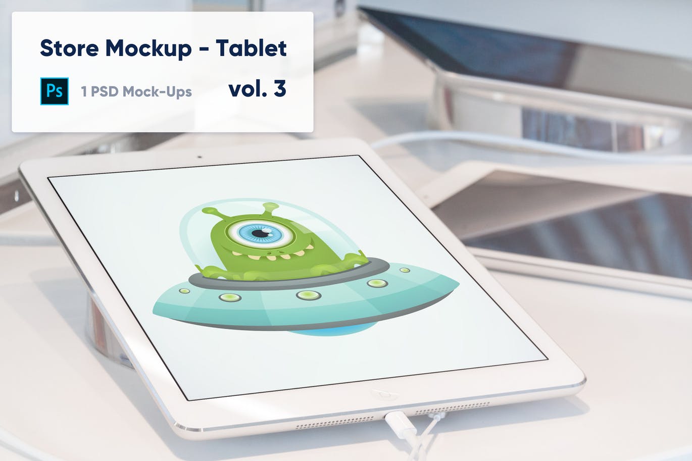 零售店场景平板电脑屏幕预览16设计网精选样机模板v3 Tablet Mockup in the Store – Vol. 3插图