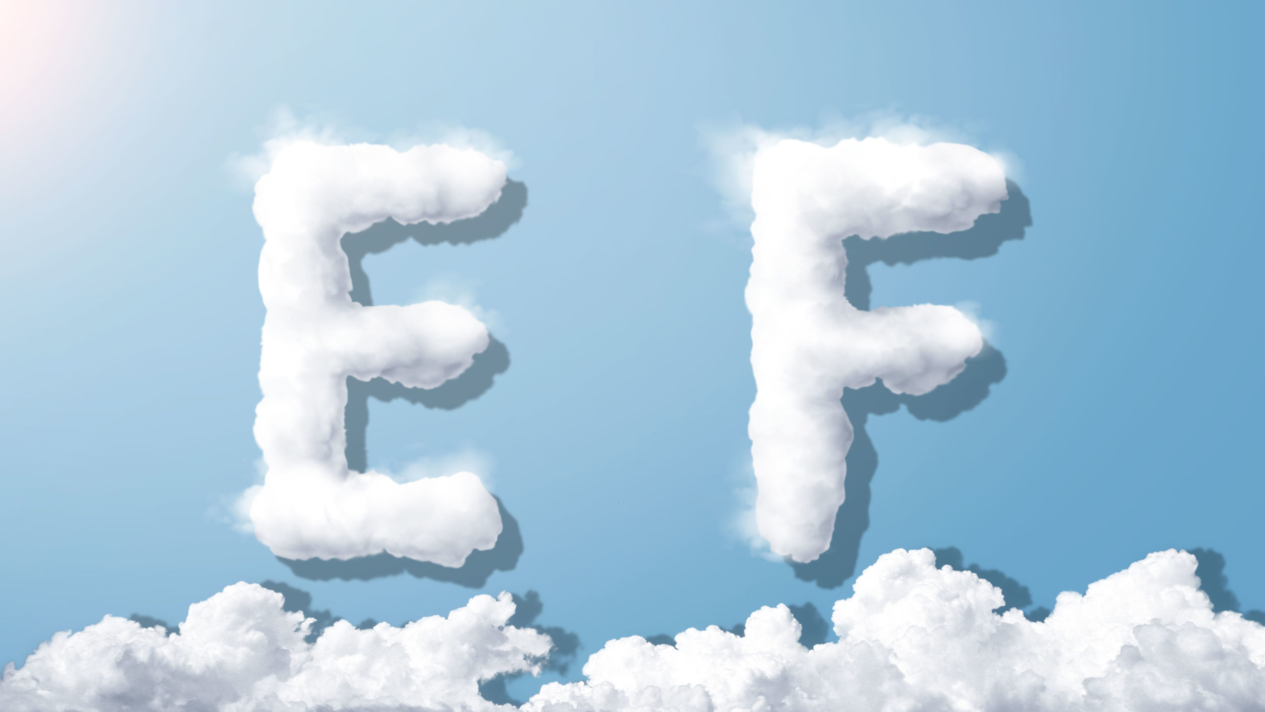 字母“EF”蓝天背景白云英文艺术字体素材库精选PSD素材插图
