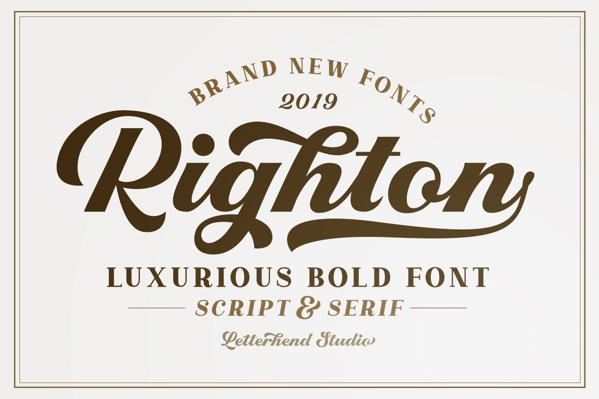 高端品牌设计手写风格/衬线二重奏字体素材库精选 Righton – Script & Serif Font Duo插图