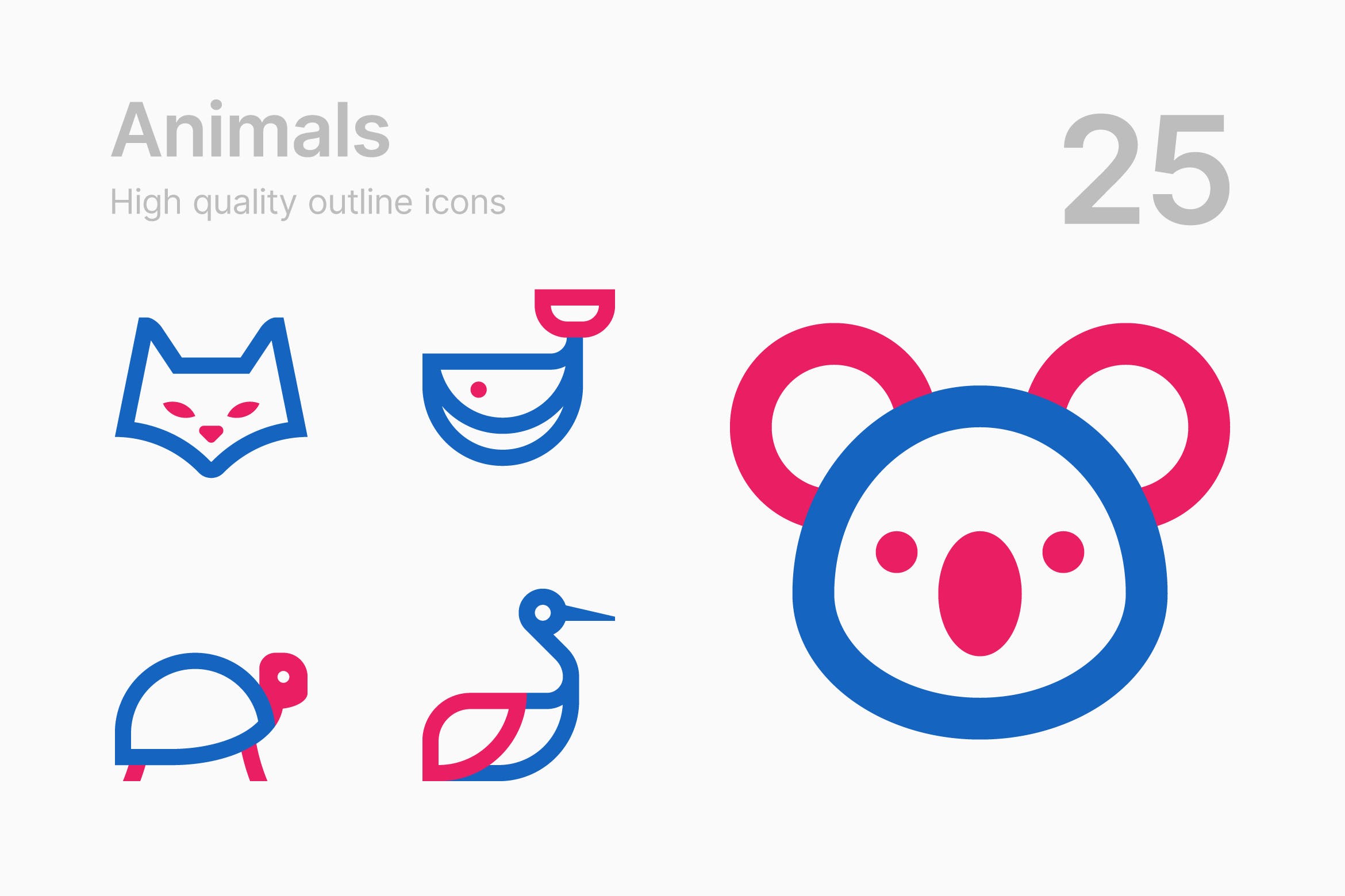 25枚动物简笔画图形矢量16设计素材网精选图标v2 Animals #2插图