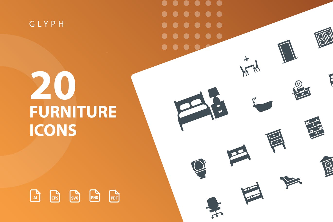20枚家具主题矢量轮廓16设计素材网精选图标v1 Furniture Glyph Part 1插图
