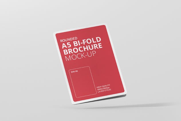 A5尺寸圆角双折页宣传册设计效果图样机素材库精选 A5 Bi-Fold Brochure Mock-Up – Round Corner插图(7)