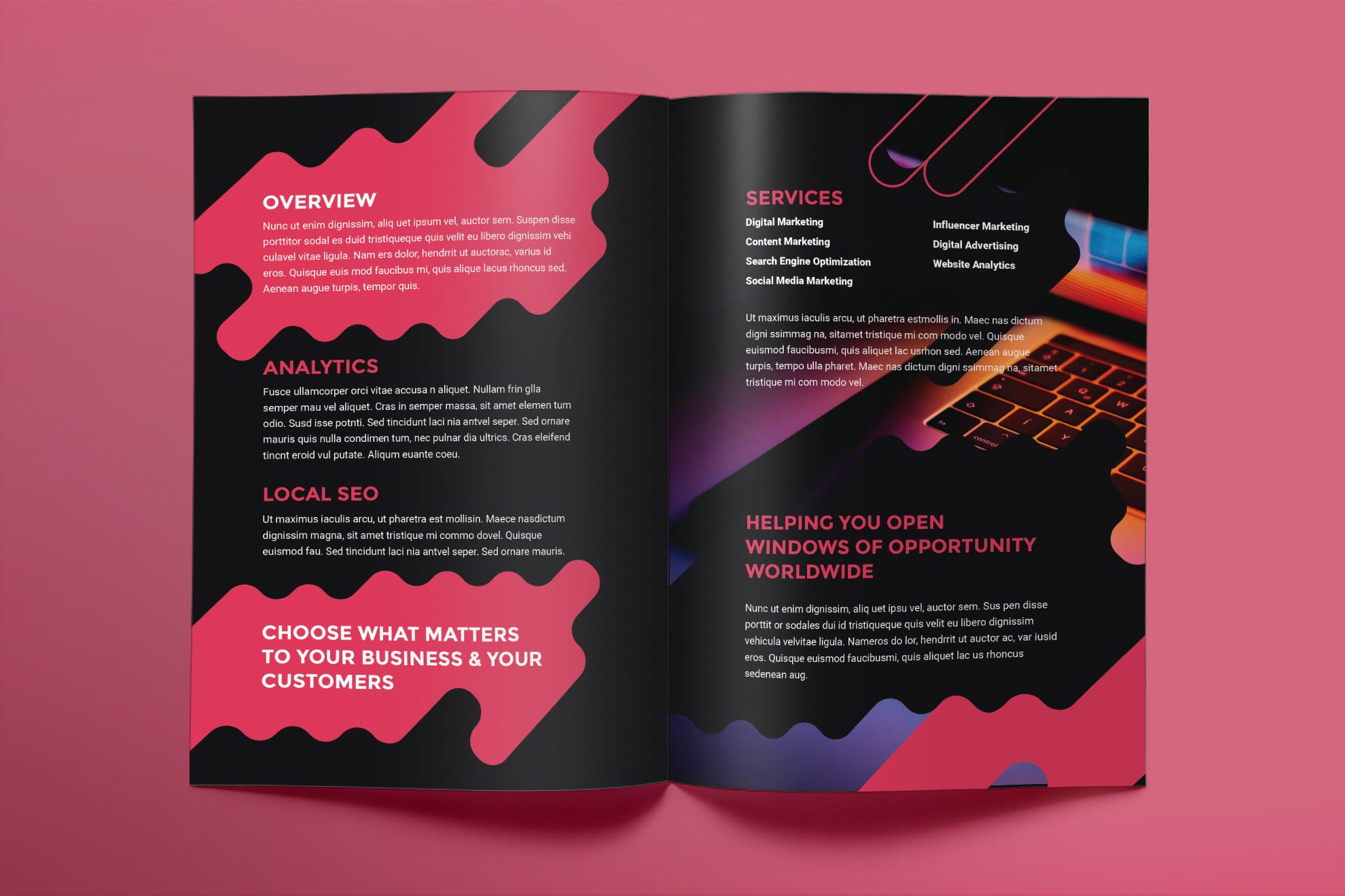数字广告代理商对折页宣传单设计模板 Digital Advertising Agency Brochure Bifold插图(2)