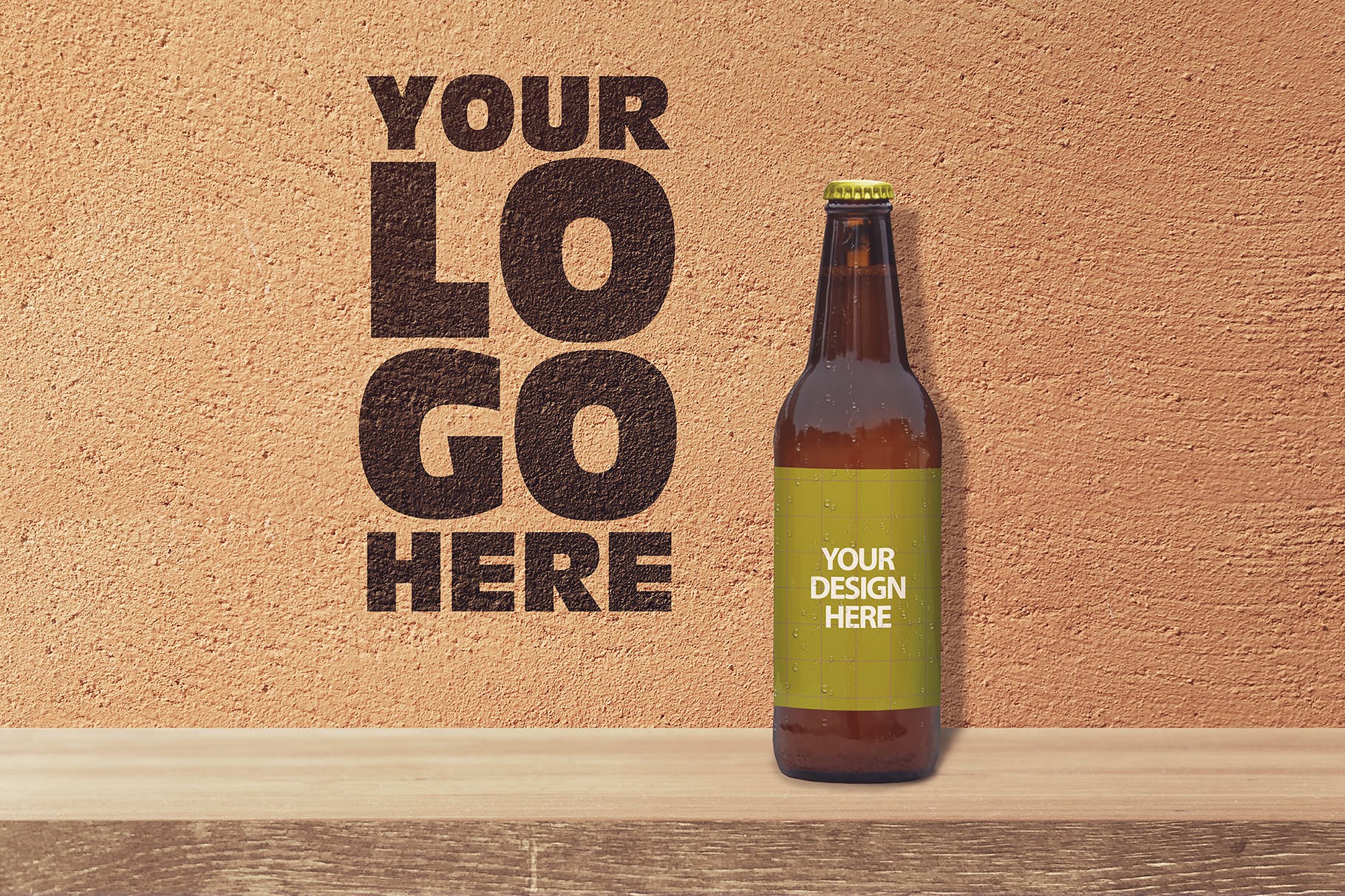 货架上的50cl啤酒酒瓶外观设计非凡图库精选模板 Shelf Beer 50cl Mockup插图(3)
