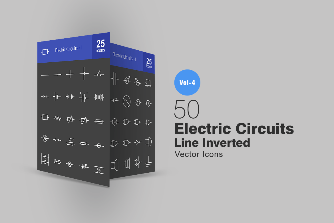 50枚电路线路板主题反转色线性素材天下精选图标 50 Electric Circuits Line Inverted Icons插图