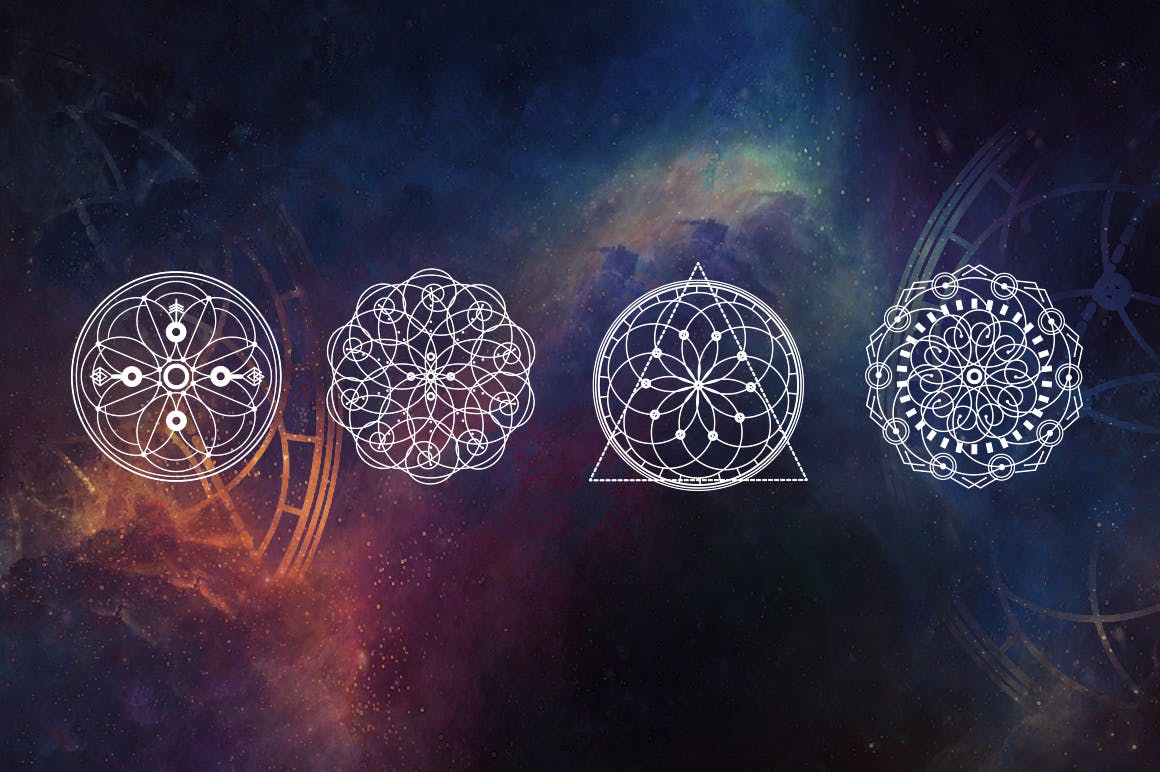 16个占星术曼陀罗神圣符号矢量几何图形素材 16 Sacred symbols插图(1)