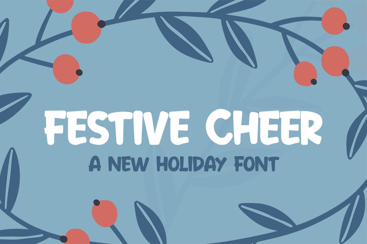 节日主题设计风格英文无衬线装饰字体素材天下精选 Festive Cheer Font插图