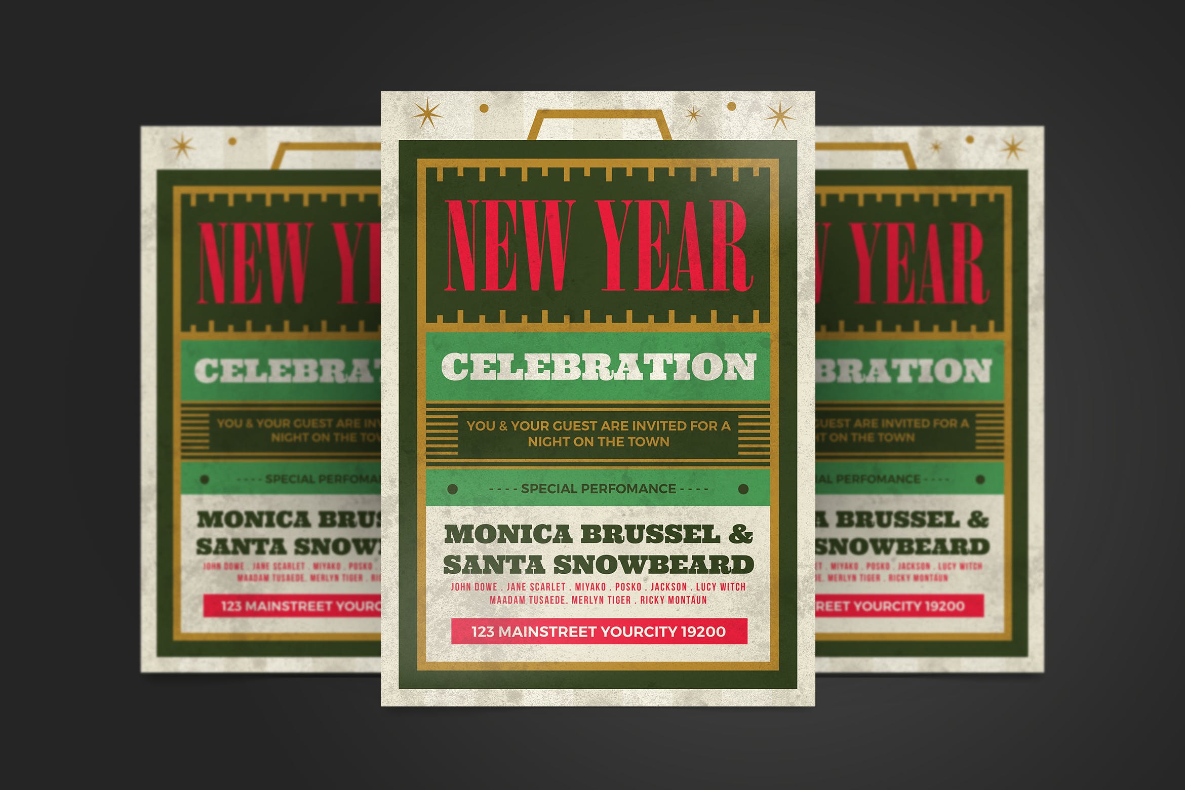 复古排版设计风格新年主题活动海报传单非凡图库精选PSD模板 New Year Flyer插图