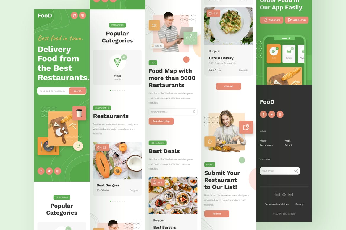 在线订餐/餐厅响应式网站设计素材库精选模板 Food Delivery Restaurant Responsive Template插图(6)