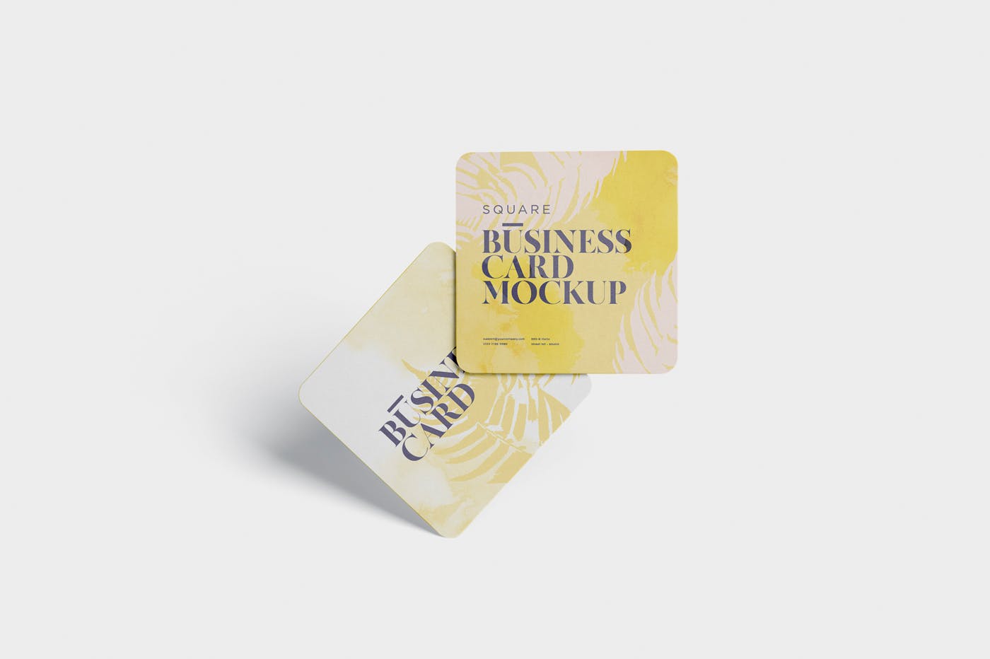 圆角设计风格企业名片效果图素材中国精选 Business Card Mockup – Square Round Corner插图(2)