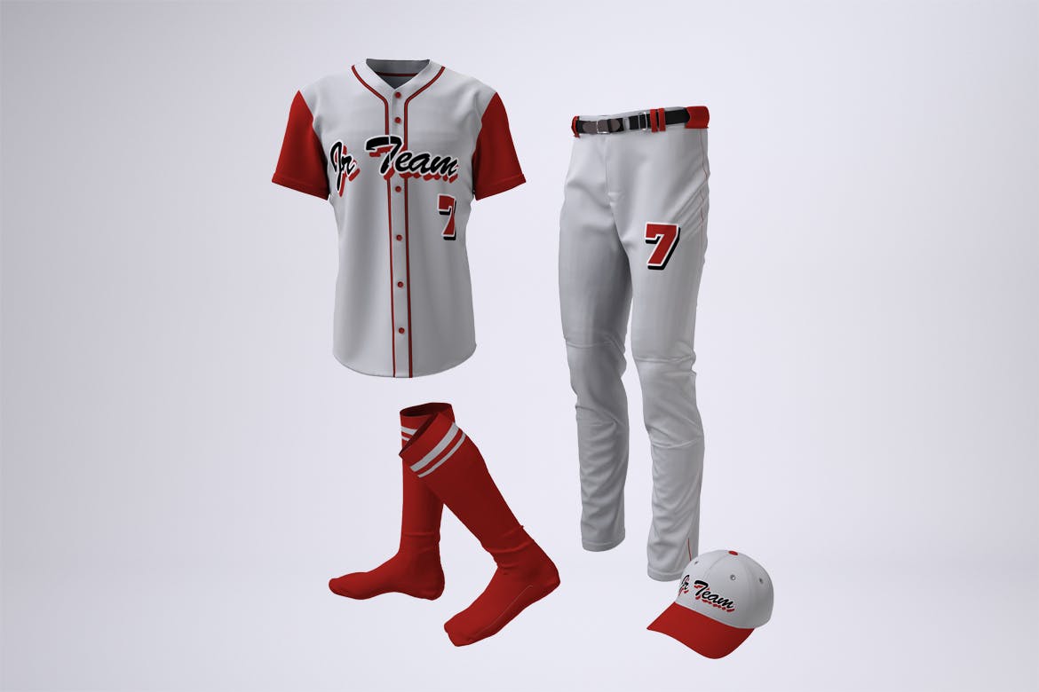 棒球队队服套装设计图样机非凡图库精选模板 Baseball Team Uniform Mock-up插图(3)