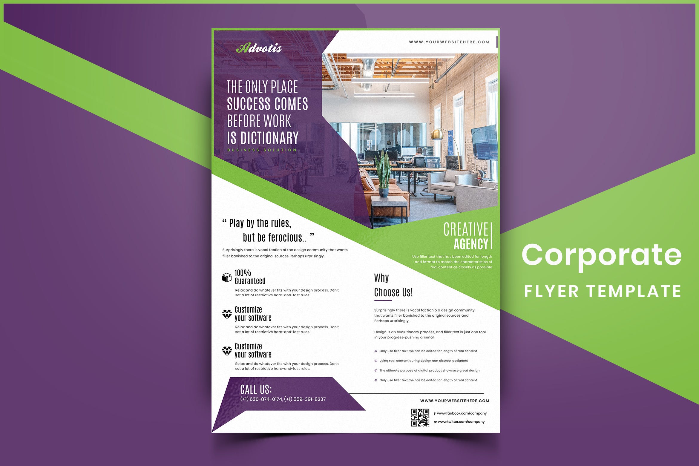 现代设计风格企业宣传单版式模板v01 Corporate Flyer Template-01插图