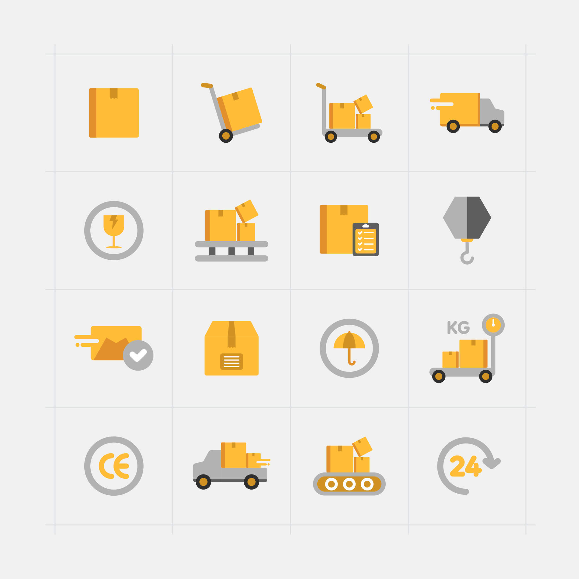 16枚快递配送主题矢量彩色16设计素材网精选图标 16 Delivery Vector Icons插图