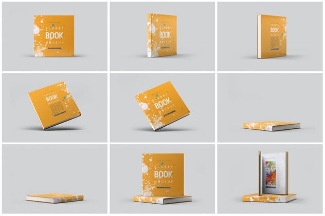 方形精装图书封面效果图样机素材中国精选 Square Book Mock-Up插图(4)