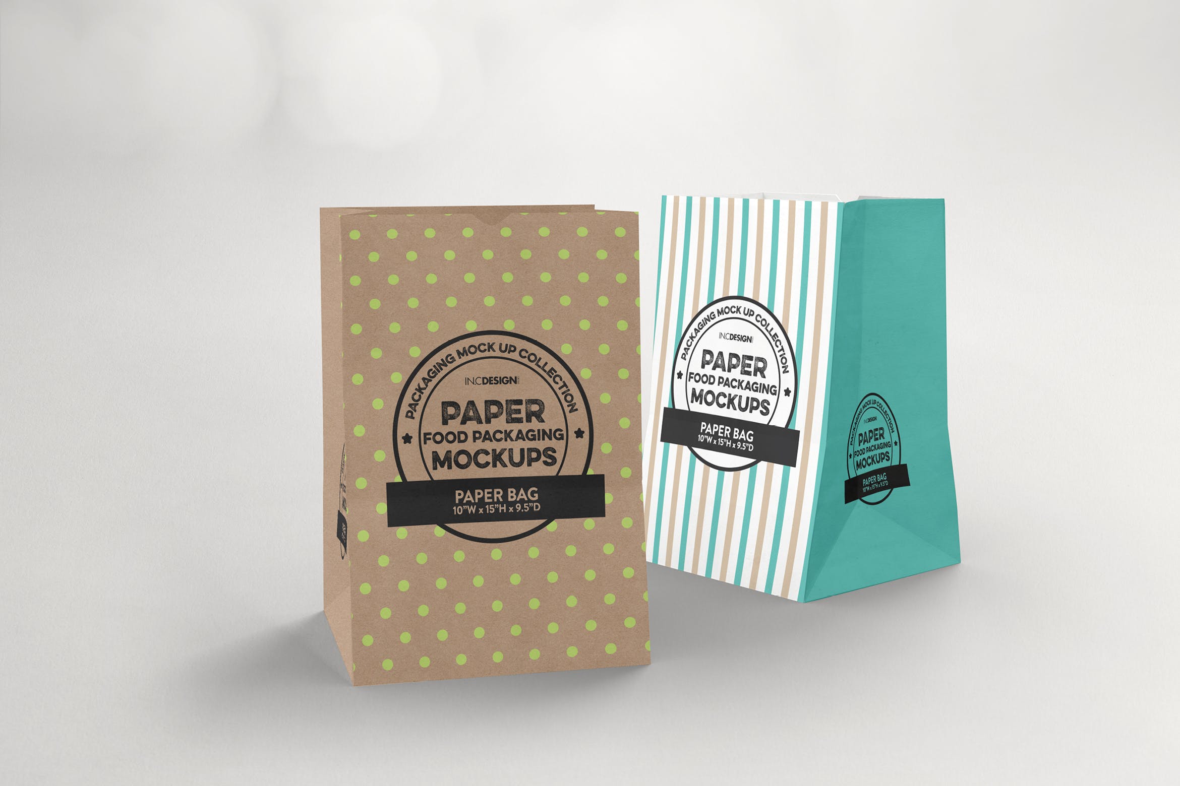 杂货纸袋包装设计效果图素材库精选 Grocery Paper Bags Packaging Mockup插图