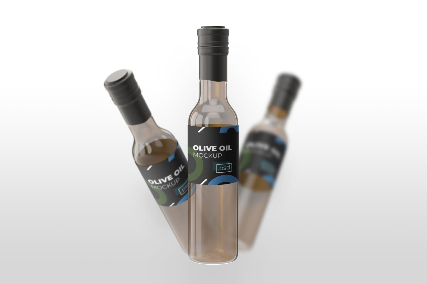 橄榄油透明玻璃瓶外观设计普贤居精选 Realistic Olive Oil Bottle – Mockups插图