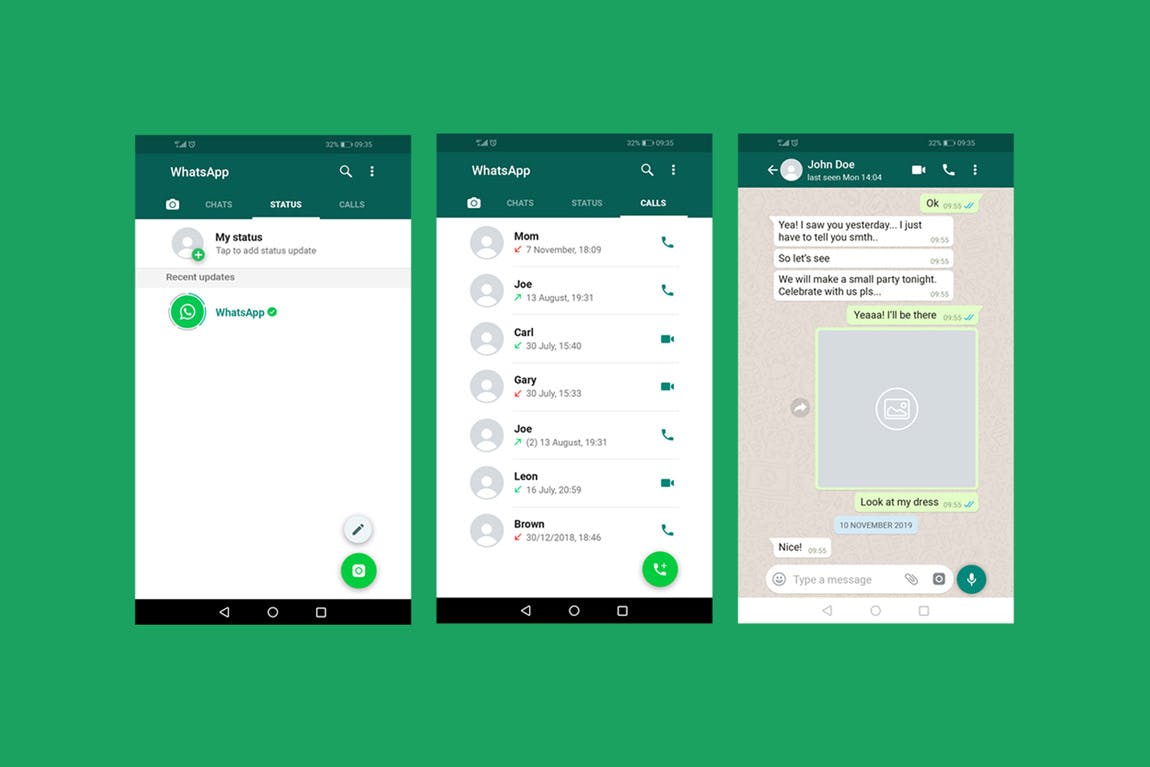 WhatsApp应用界面设计展示素材库精选样机模板 WhatsApp Mock-Up Template插图(2)