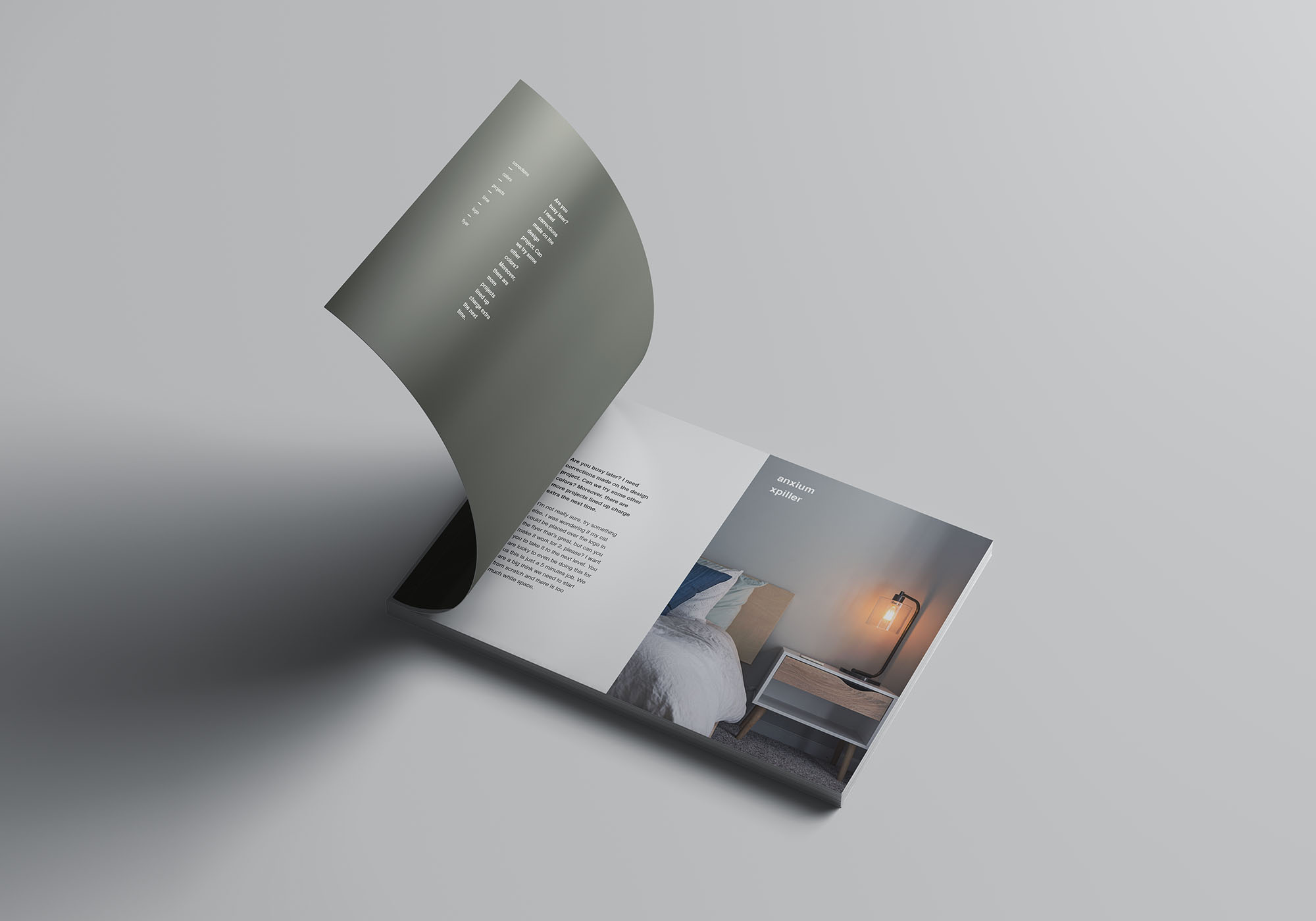 A4规格企业画册/产品手册封面&内页排版设计展示样机非凡图库精选 A4 Landscape Perfect Binding Brochure Mockup插图(4)