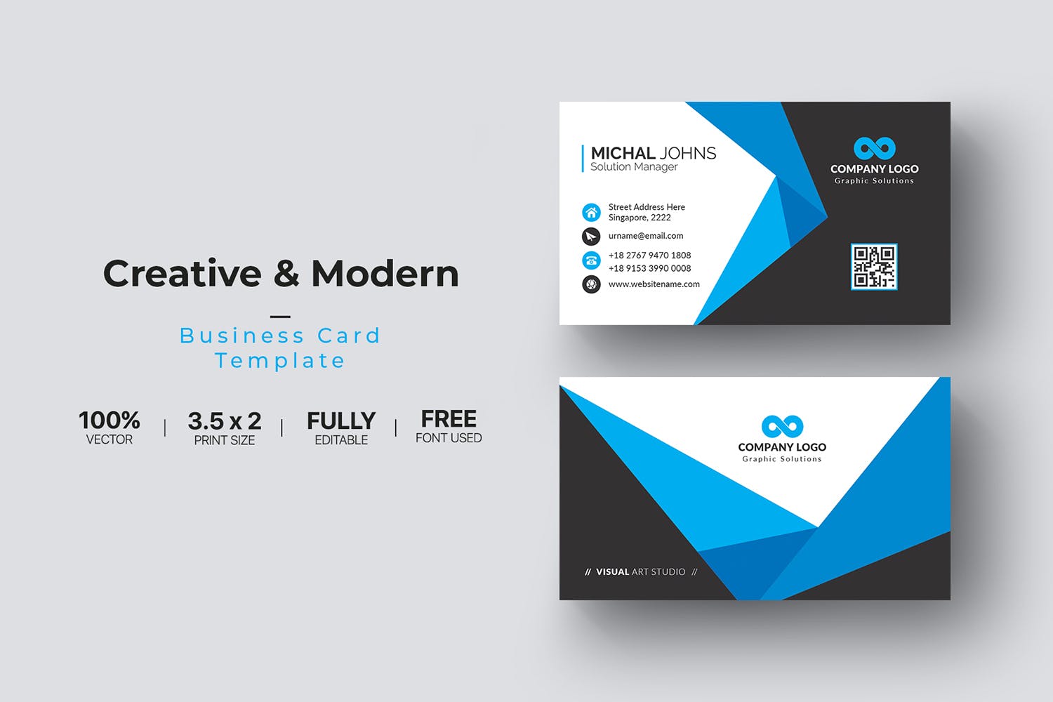 折纸图形设计风格企业名片模板 Business Card插图