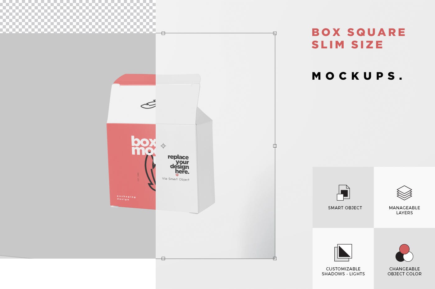 扁平方形包装盒外观设计效果图素材库精选 Box Mockup – Square Slim Size插图(6)