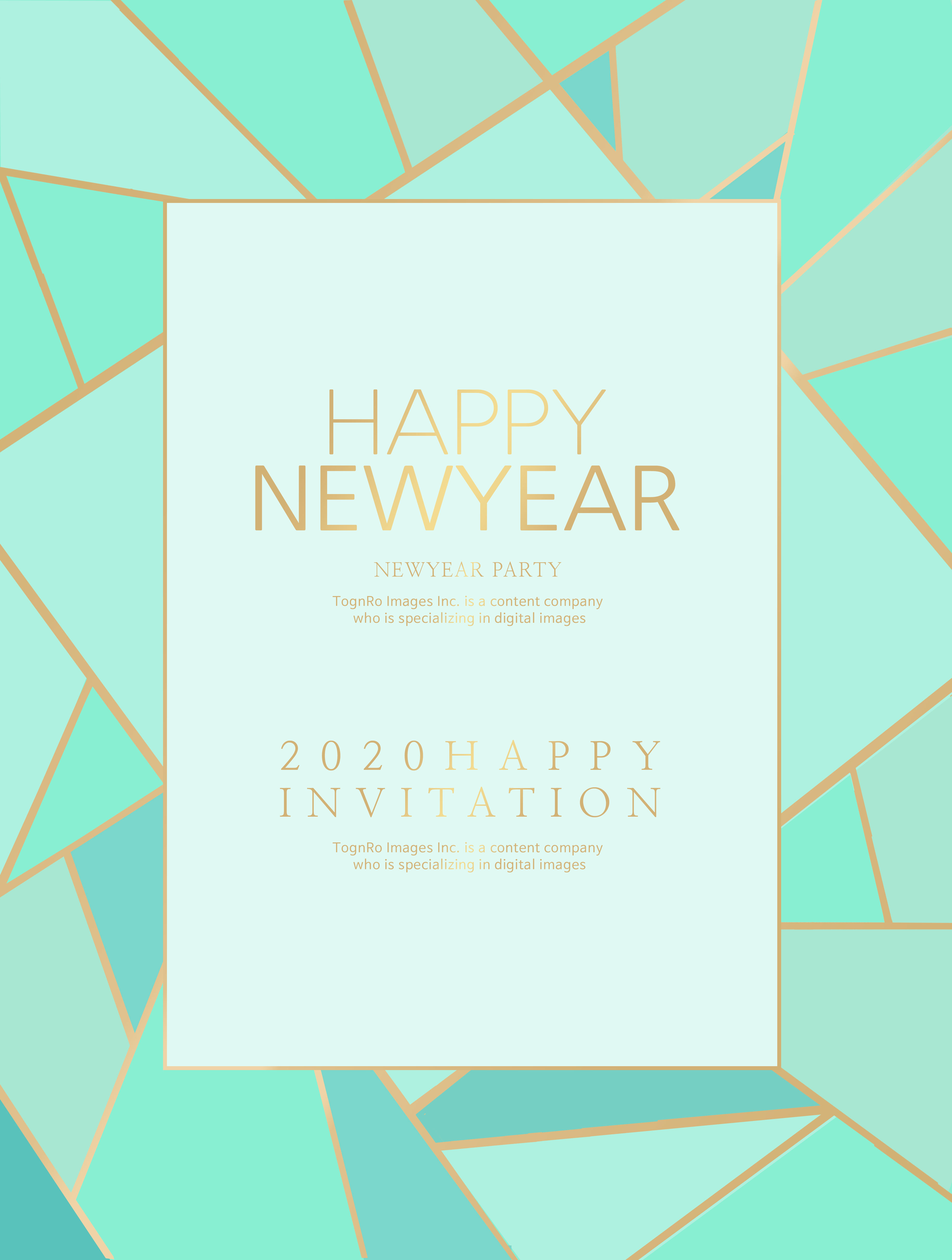 几何图形背景新年派对邀请函设计模板[PSD]插图