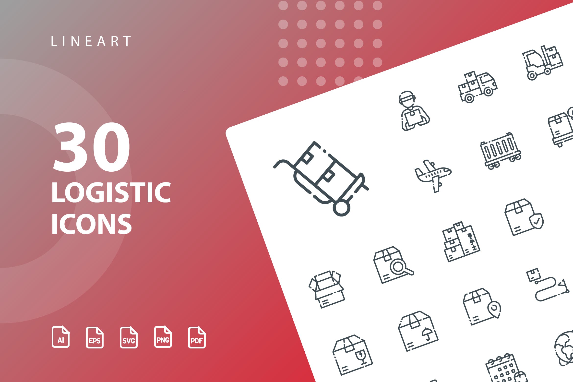 30枚物流运输矢量线性16设计素材网精选图标 Logistic Lineart插图