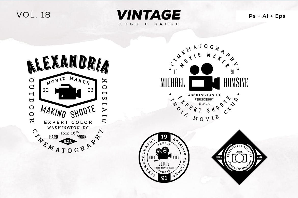 欧美复古设计风格品牌16设计网精选LOGO商标模板v18 Vintage Logo & Badge Vol. 18插图