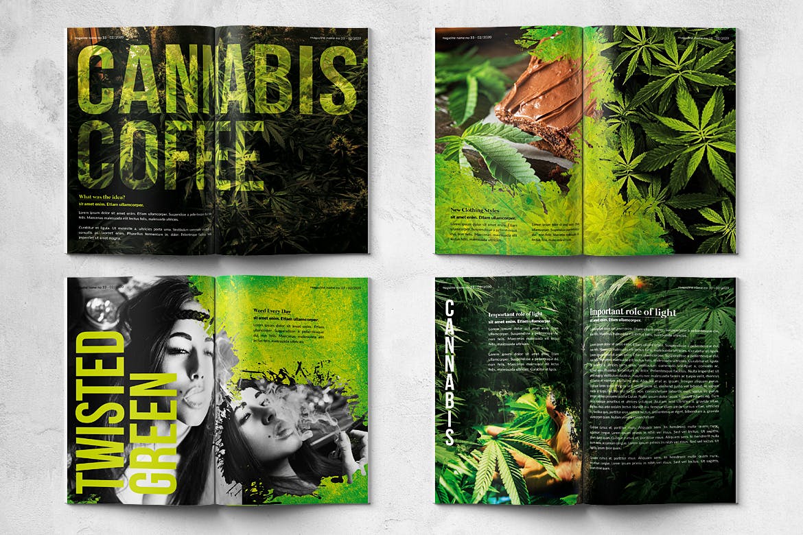 大麻生物研究主题16设计网精选杂志排版设计模板 Cannabis Magazine – A4 & US Letter – 28 pgs插图(2)