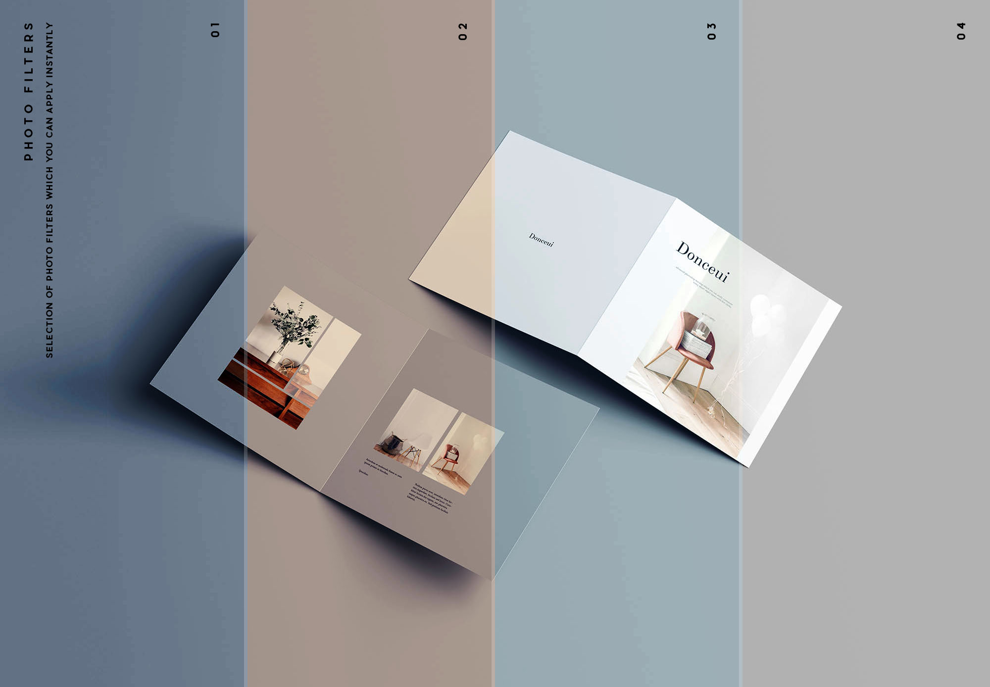 方形双折叠小册子封面&内页设计图样机非凡图库精选 Square Bifold Brochure Mockup插图(10)
