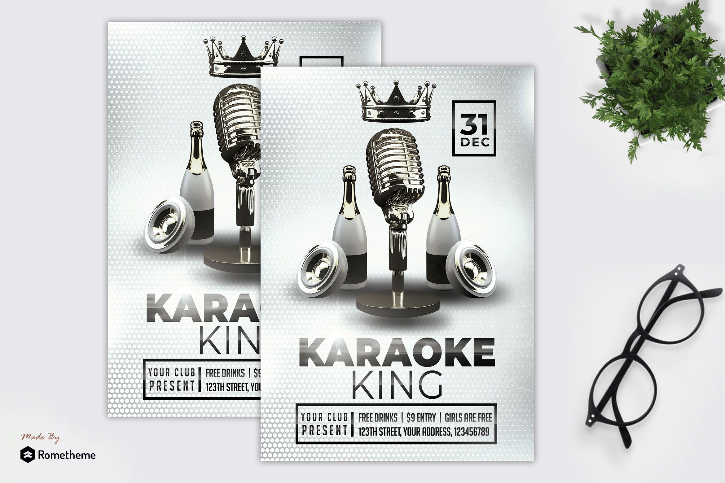 酒吧会所俱乐部活动宣传单设计模板 Karaoke King – Flyer MR插图
