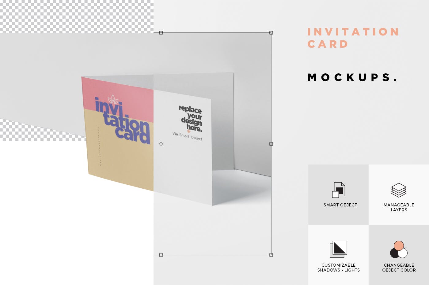 创意邀请卡/邀请函设计图样机素材库精选 Invitation Card Mock-Up Set插图(5)