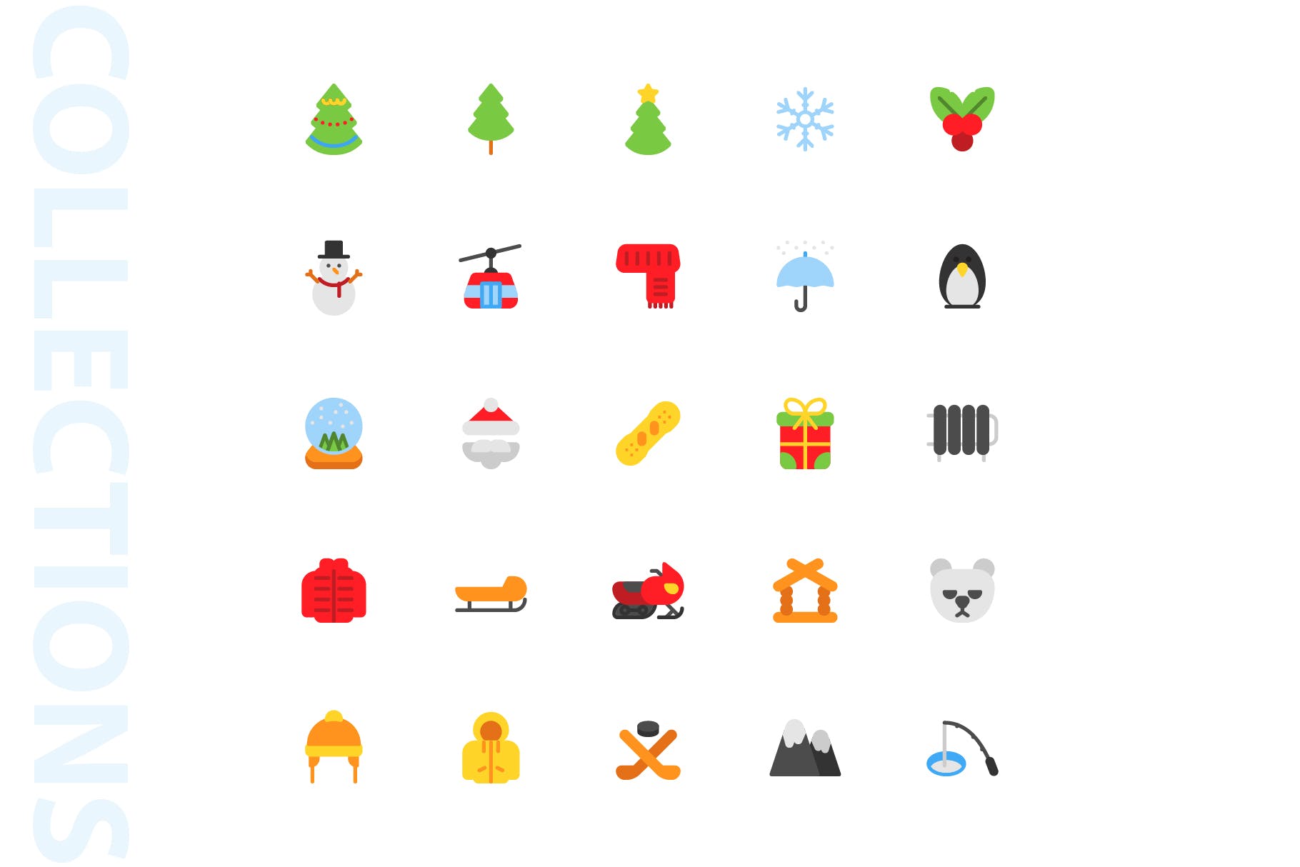 25枚冬天主题扁平设计风格矢量非凡图库精选图标v1 Winter Flat Icons插图(3)