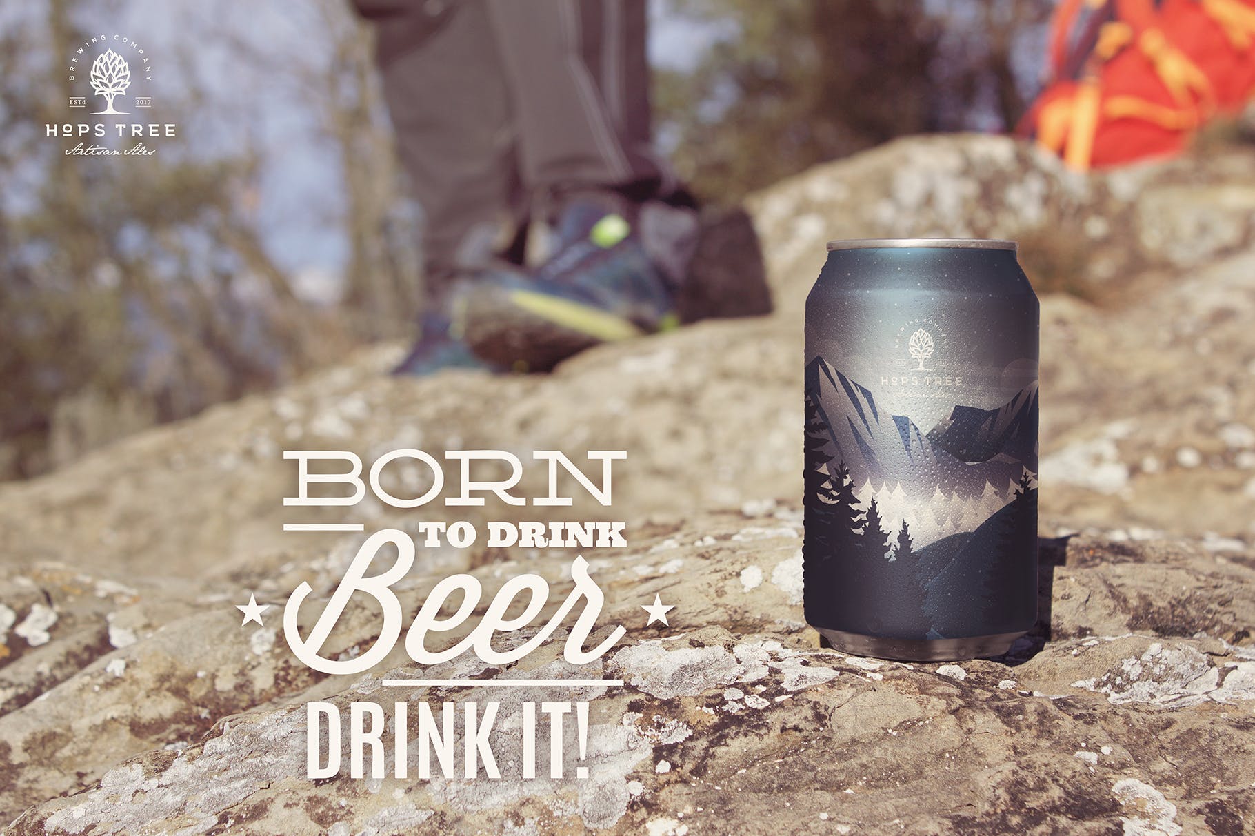 啤酒易拉罐野外拍摄场景16设计网精选2 Mountain Beer Can Mockup Duo插图(2)
