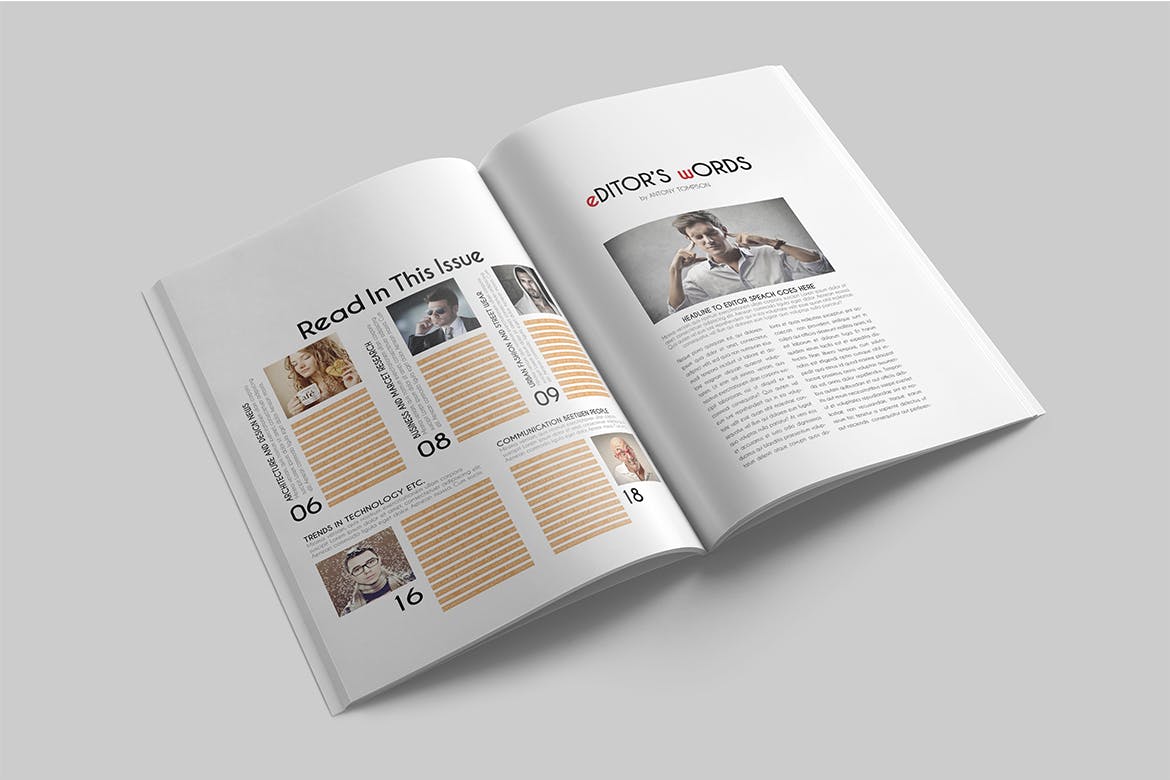 一套专业干净设计风格InDesign16设计网精选杂志模板 Magazine Template插图(1)