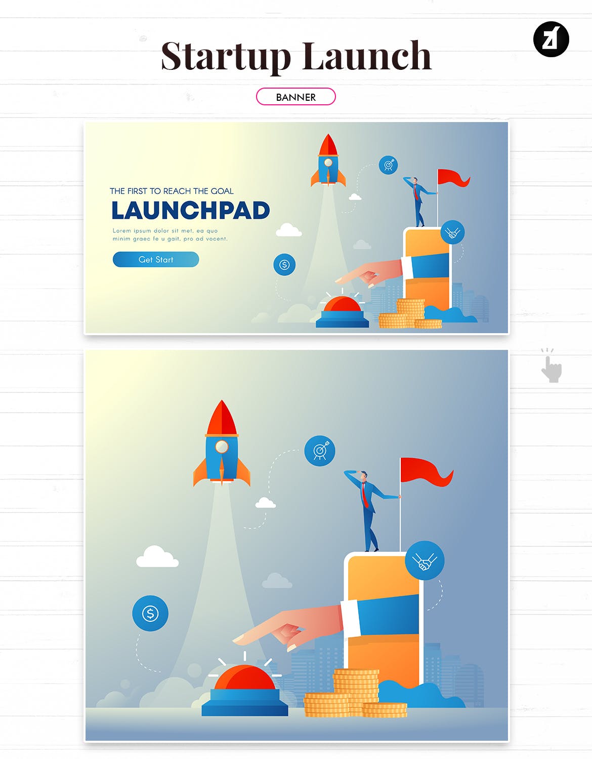 项目启动主题矢量普贤居精选概念插画素材 Startup launch illustration with text layout插图(2)