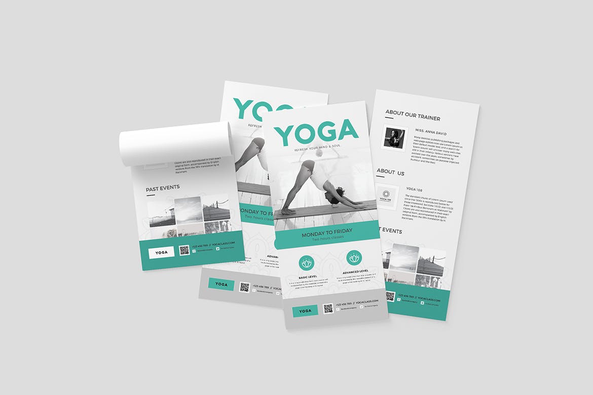 瑜伽培训资料DL宣传单设计模板 Yoga DL Flyer插图(2)