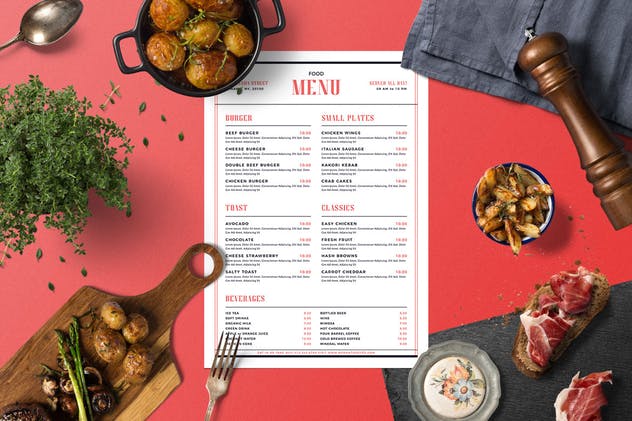 现代简约排版风格菜单菜牌设计模板 Simple Modern Food Menu插图(1)