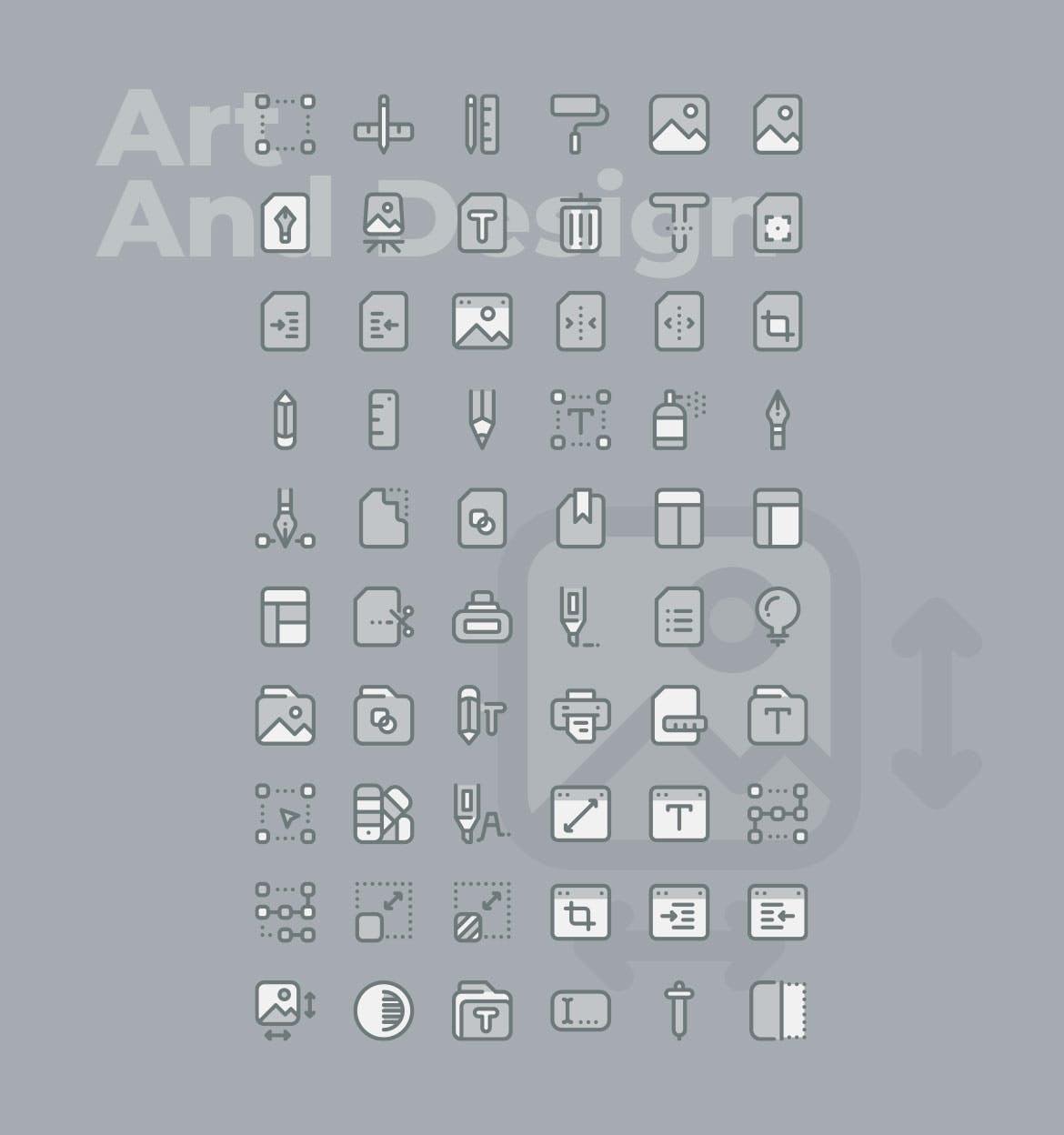 60枚交互设计主题双色调矢量非凡图库精选图标 60 Art & Design Icons  –  Two Tone Style插图(1)