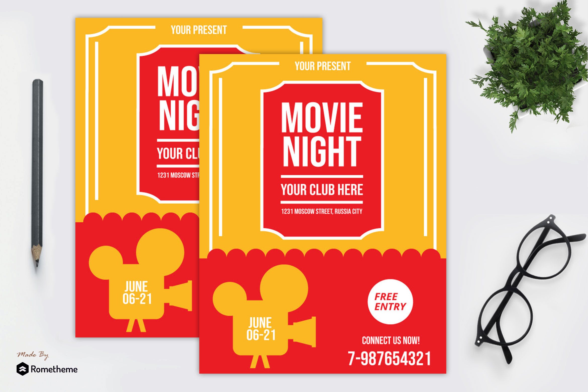 电影之夜活动海报传单素材库精选PSD模板v2 Movie Night Flyer vol. 02 MR插图